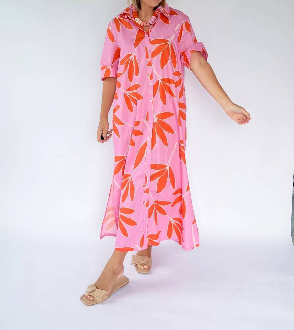 NEW KARLIE palm leaf signature maxi dress in pink